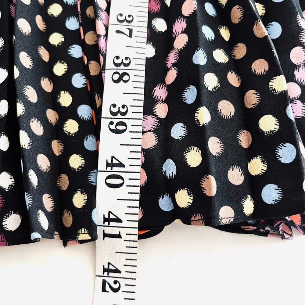 Nanette Nanette Lepore Black Polka-Dot Pleated Smocked detail Midi Dress Sz 6 - Picture 6 of 10